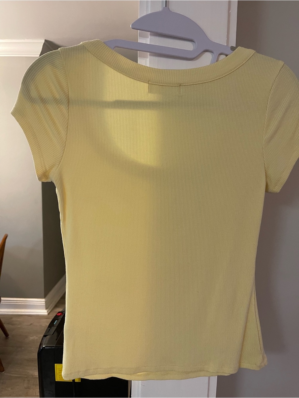 Yellow Ribbed Scoop Neck Tee - Picture 2 of 2